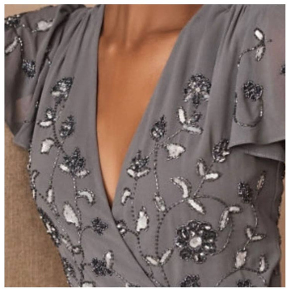 NWOT Anthropologie BHLDN Hydrangea Plymouth Wrap Dress, size 6 - Picture 7 of 16